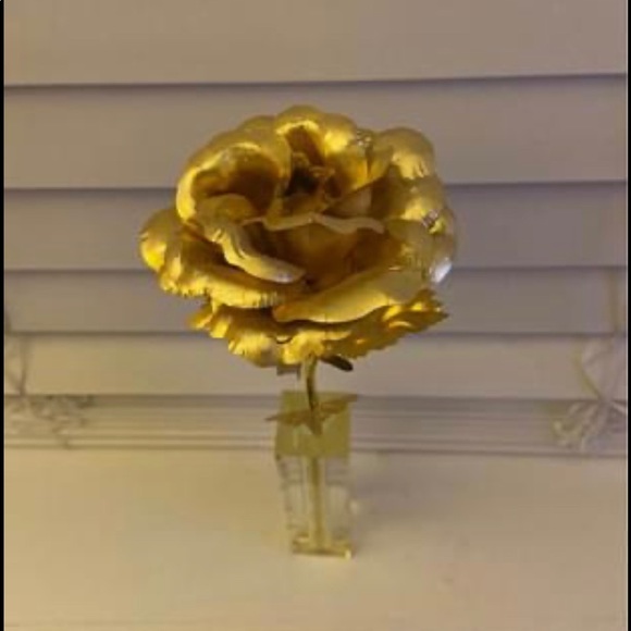 24k gold plated rose & vase - Picture 2 of 2
